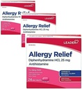 Leader Antihistaminic Alergie Relief Difenhidramină HCl, 25 mg Mini Tablete, 24 Count Pack de 3