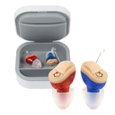 Ajutoare auditive CIC pentru Seniori, Amplificatoare de auz aproape invizibile Peer, Ajutoare auditive ITC Nano Technology pentru adulți Pierderea ușoară a auzului moderat, Micul Tiny (Pair Red Blue) ZHONDGE (ZDC-901A)