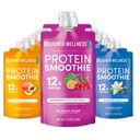 Designer Wellness Proteine Smoothie, fructe reale, 12g Proteine, carbohidrat scăzut, Zero Adăugat zahăr, Gluten-free, non-GMO, Fără culori artificiale sau arome, Super fructe pachet de soiuri, 12 Conte