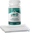 pH-D Suport pentru sănătatea feminină - Boric Acid Starter Bundle - pH-D Acid boric Sacrificii vaginale 36 Conte și 5 aplicatoare suplicatoare vaginale
