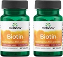 Swanson Biotin - Timed-Release 10,000 mcg 60 Tabs (2 Pack)