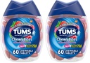TUMS Chewy Bites Antiacide comprimate pentru Relief masticabile de arsuri la stomac și acid Indigestie Relief, Berrii asortate - 60 Count (Pachet de 2)
