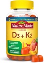 Nature Made Vitamin D3 K2 Gummies, Vitamin D 5000 IU Per Serving for Bone, Teeth, Muscle and Immune Support, 50 Gummy Vitamins, 25 Day Supply