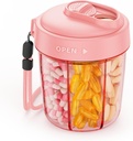 Auvon Large Pill Dispenser pentru a stoca 7 Diverse Suplimente, Organizator de pastile de călătorie cu design anti-Mix, Sticluță cu deschidere largă & Slider Lid ușor de utilizat, Include 20 Stickere Blank, roz