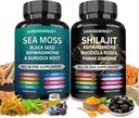 Shilajit si muschi de mare combo -Sea Moss 3000mg, Black Seed Oil 2000mg, Ashwagandha 2000mg, Shilaj 9000mg, Rhodiola Rosea1000mg,Panax Ginseng1500mg 