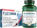 Produse de puritate Bundle - Flexuron Joint Formula + EverStrong Tablets - Flexuron - Krill Oil, Acid hialuronic + Astaxanthin - EverStrong- Muscle Matrix Blend w/Creatine, extract de fructe de cafea + More