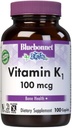 Bluebonnet Vitamina K1 100 mcg susține sănătatea osoasă - Phylochinone Crystalline Vitamina K Supliment - non-GMO, Kosher Certified, Gluten-Free, lactate-Free - 100 Vegan Caplets