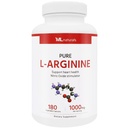 ML Naturale Pure L- Arginine 1000 mg 180 capsule vegetale. Aminoacid, oxid de azot Stimulator, și susține Heart Health, NSF-Certified & cGMP-Compliant.