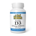 Factori naturali, vitamina D3 5000 UI (125 μg), susţine oasele puternice, muşchii şi funcţia imună, 360 Softgels