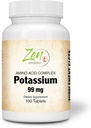 Suplimente Zen - Potasiu 99 mg (Aminoacid) 100-Tabs - Fluid & Electrolit Echilibru Formula - Inima, Nervi si Muscular Function Support