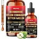 10in1 Picături lichide Berberina cu Ceylon Scorțișoară Bitter Melon Turmeric Ginger Gymnema Sylvestre și More - 2 Fl Oz