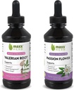 Bundle somn mai bun - Maxx Herb Extract de flori de pasiune + extract de root valerian - pentru relaxare și managementul stresului, alcool-free - (1 fiecare) 4 Oz sticla (60 serviri)