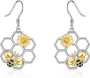 Cercei LUHE Bee pentru femei 925 Cercei Sterling Silver Bumble cu miere fagure bijuterii Dangle cadouri pentru femei