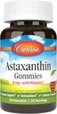 Carlson - Astaxanthin Gummies, cu vitamina C, suport imun, antioxidant, Heart Health, Non-GMO, Cherry Flavor, 46 Vegetarian Gummies