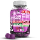 Clean Nutraceuticals Probiotice vaginale pentru femei Gummie cu cranberry, Uva Ursi, Horsetail, D-Mannose, Prebiotics & Digestive Enzime, Vaginal Health Supplement for pH Balance Flora Odor VBiotic