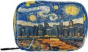 Cutie de pastile 7 zi Starry Night Sky City Pill Case Bag Pilula Travel Pill Organizator sac cu Zipper Portabil Weekly Caz Compact Dimensiune pentru Deținătorul Suplimentului Vitamina