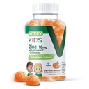 Zinc Viteey pentru copii Gummies 10mg, cu vitamina C & Echinacea - Suport imunitar, Antioxidant natural puternic, Copii supliment de vitamina de zinc - Vegan, Gelatină gratuit - Guma de portocale gustoase