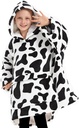 KFUBUO purtabil pătură Hoodie pentru copii Sherpa Modele Oversized Sweatshirt Blanket cu buzunar 6-10 ani fată băiat zile de naștere cadouri Vaca