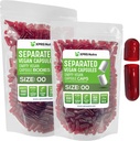 XPRS Nutra Vegan Dimensiune 00 Capsule separate - 1000 capsule Premium goale separate în pungi - 00 pastile goale pentru umplere suplimentară DIY (Roșu curat)