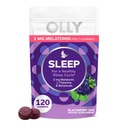 Olly Sleep Gummy, 3 mg Melatonin, L-Theanină, Mușețel, și Lemon Balm Extras, BlackBerry Flavor, 60 Day Supply - 120 Conte