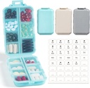 3 Pack, 14 GRIDS Travel Pill Organizator Box cu etichete - Case de medicamente de călătorie Kit - Pocket Daily Pharmacy Container - Deţinătorul de medicamente de călătorie Dispenser pentru ulei de peşte Suplimentul de stocare vitamine