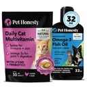 Cat Multivitamine Chews + Omega 3 Suplimentul de ulei de pește pentru câini și pisici - Cat Trateaza pentru sănătate, Imun, Suport comun, Piele & Coat, Digestion, și wellness generală 