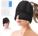 Migrene Ice Head Pack - Capac de eliberare a capului cu compresă rece, capac de gel de răcire pentru Sinus Relief, capac de comprimat la rece facial pentru tensiune, stres și ajutor pentru mahmureală (negru)