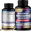 Cadane Resveratrol Supliment - 10in1 Plus cu Querbetin, Berberine, Ceai Verde, Seminte de struguri, Hawthorn Berry, Turmeric, Rhodiola Rosea, Ginkgo Biloba, și Black Pepper - 60 capsule