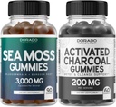 Irish Sea Moss (90 Gummies) Seamoss brut pentru tiroida, Energie și Sprijin Immun și Charcoal activat (60 Gummies) Dezintoxicare sănătoasă și Cleanse Support - Formulat din nuci de cocos organice Shells - Made in USA