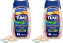 TUMS Suplimentar Putere Antiacid Tablete pentru Relief de arsuri la stomac masticabile și acid Indigestie Relief, Aroma de fructe asortate - 96 Count (Pachet de 2)
