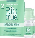 BioTrue Hidratare Boost, picături de ochi fără conservanți pentru ochi uscat, Umezește instantaneu, Rehidratează, Contact Lens prietenos, Refresh & Relieve ochi Iritație, 0.33 FL Oz (Pachet de 2)