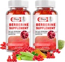 Berberine fără zahăr Supliment Gummies, original Berberine HCL cu Ceylon Scorțișoară, Querbetin, Multivitamine, Suport Funcție imună și gastro-intestinală & Metabolism pentru femei și bărbați