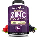 Nutrivein Premium Zinc Picolinat 100 mg - 120 Capsule pentru adulţi: Suplimente Picolinat de Zinc cu Absorbţie mare - Nurishment esenţial pentru Wellness Global - Biodisponibilitatea maximă