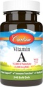 Carlson - Vitamina A, 15000 UI Palmitat (4500 μg RAE), Vision Health, Healthy Skin, 240 Softgels