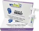 MyVitalC Focus & Suplimentul energetic - ESS60 pur în ulei de măsline organic extra virgin - 30 zile de aprovizionare 150 ML - Pachet de 6