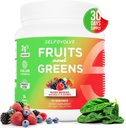Fructe și Verzi Organic Probiotic pulbere: 30 Serviri pentru bărbați și femei. Vegan cu 10 miliarde CFU, Spirulina, Kale, Spanac, Chlorella, Elderberry, Enzime digestive - Probiotice