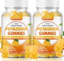 urs moale Citrat de potasiu 1000mg, Gume de zahăr liber de potasiu pentru adulți Suport Crampe picior și musculare Sănătate mare Potență Supliment de potasiu Gummies Orange Flavor 120 Conte
