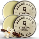 Barbă vikingă de balsam pentru bărbați - Frunze în balsam de barbă - Balsam de styling Made with naturally Derived Beard Butter, Argan & Jojoba Oils (2 Ounce (Pack of 2), Vanilla 2 Pack)