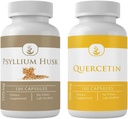 INGREDIENTE ORIGINALE Psyllium Husk & Querbetin Capsule Bundle (100 capsule fiecare), fără aditivi sau fileri, lab verificate