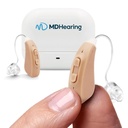 MDHearingAid Air Aid (Pair), OTC Reîncărcabil, Crystal-clar Digital Sound de MDHearing, Perfect pentru Ochelari, Aproape invizibil