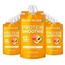 Designer Wellness Proteine Smoothie, fructe reale, 12g Proteine, carbohidrat scăzut, Zero adăugat zahăr, Gluten-free, non-GMO, fără culori artificiale sau arome, Peach Mango, 12 Conte