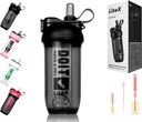 Litex Shaker Sticle pentru Shakes Proteine, 26oz Blender Shaker Sticla pentru pre-Workout, Cupe Shaker cu paie, BPA-free Tritan Sticle Mixer pentru pulbere de proteine, cu Cup Brush și Instrucțiuni (Black)