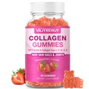 Vegan Colagen Gummies pentru femei și bărbați - cu Biotin, vitamina C, & Zinc pentru radiația pielii, creșterea părului, unghii puternice, & suport comun, 60 Conte