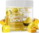 Colostrum Chews Supliment cu probiotice pentru sanatate gutoasa, Blooting, Suport Imun, Piele, Cresterea parului si frumusete - Ananas Flavor (60 Servings)