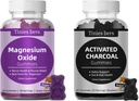 Gume Charcoal activate 400mg, Gume de magneziu Gumries 500mg Zahăr Gratuit pentru adulți și copii, mai rapid pentru a curăța, detoxifiere, gaz de relief, Gut & Oral de sănătate, cel mai bun Mg formular pentru 