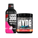 PROSUPPS L-Carnitina 3000 Stimulante Injecții cu lichid liber (Fructul Dragonului) și Hyde Max Pump Pre Workout pentru bărbați și femei (Punch de fructe) Bundle