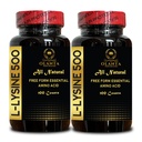 L-LYSINE 500 - L-Lysine 500mg, pentru functie imuna sanatoasa, suporta Colagen Sinteza, Soy-Free, Gluten-Free, non-GMO, Lysine Supplement Suporturi sanatoase Lip si tesut oral - 2 sticle 200 Counts