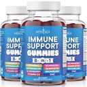 NOUĂ VÂRSTA 8 din 1 Supliment de sprijin imun cu rădăcină Astragalus, vitamina C şi zinc 50mg, vitamina D 5000 UI, Querbetin & Bromelain (8 la 1 gume (Pachet de 3)