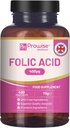 Folic Acid Tablete 400 mcg - 400 Vegan Vitamina B9 Tablete de aprovizionare 13 Luna de aprovizionare 