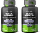 OrzAX Black Seed Oil 1000 mg capsule organice presate la rece pentru păr, piele, și articulații - bogat în Omega 3 6 9 - non-GMO, gluten gratuit - (90 capsule de gel moale) (Pachet de 2)